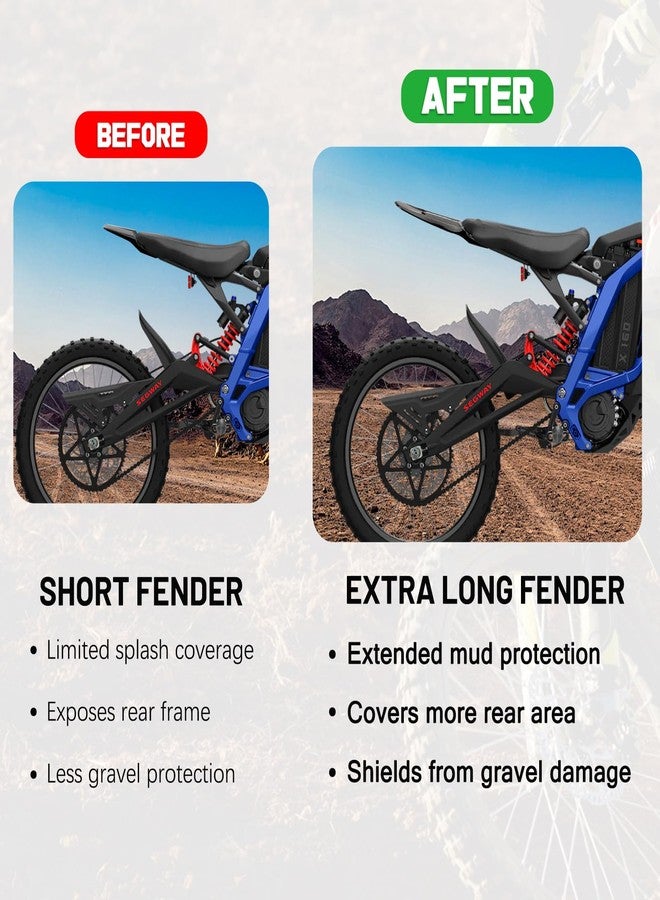 XINGWU Long Rear Fender for Surron Light Bee X Segway X160/X260 Back Fender Mud Guard Protector for Surron Part Ebike Accessories Carbon Fiber Style - Image 3