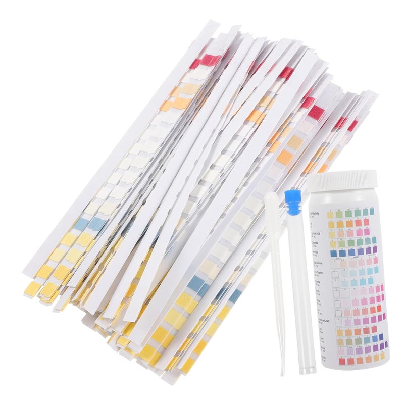 100pcs Water Test Strips Kit with Dropper and Tube for pH Hardness Contaminant Detection Home Office Restaurant Use - Image 1