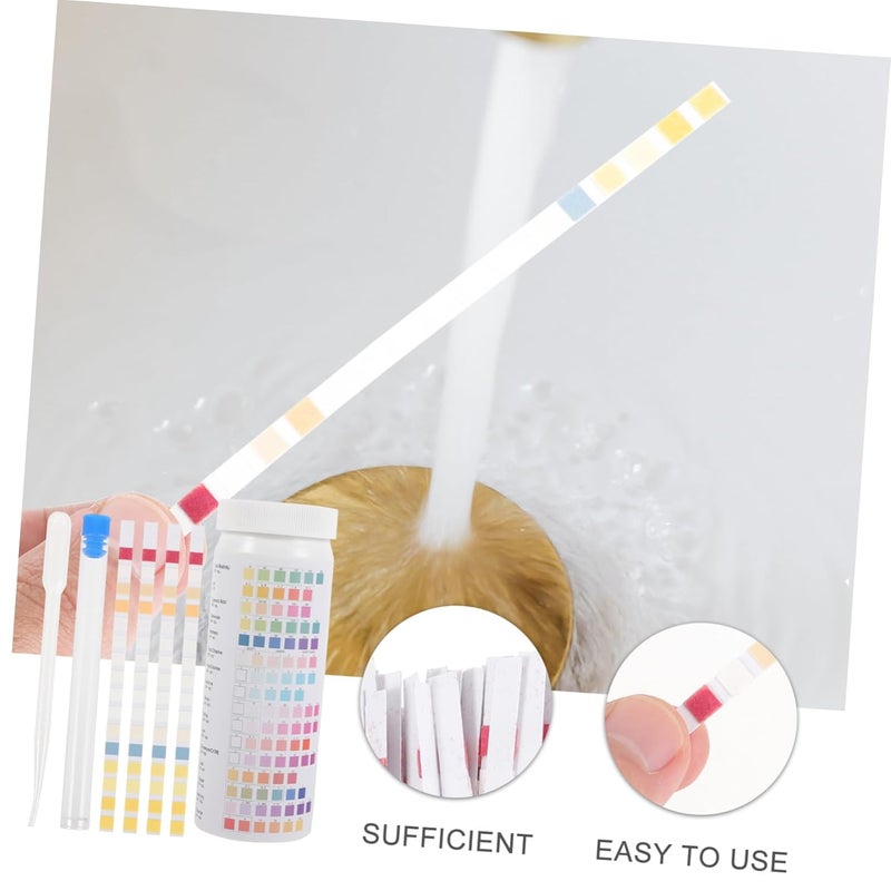100pcs Water Test Strips Kit with Dropper and Tube for pH Hardness Contaminant Detection Home Office Restaurant Use - Image 3