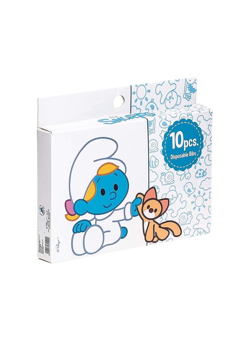 Smurfs Disposable Bibs 10-Pieces, Baby Disposable Bibs, Infant Bibs, Travel Baby Bibs