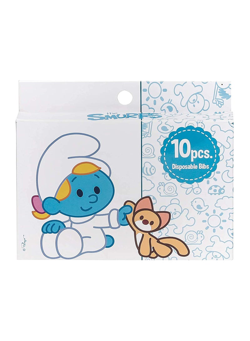 Smurfs Disposable Bibs 10-Pieces, Baby Disposable Bibs, Infant Bibs, Travel Baby Bibs