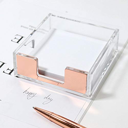 MultiBey Sticky Notes Memo Pad Holder Dispenser Rose Gold with Clear Desk Supplies Organizer Accessories for Office Home Schools (Rose Gold) - Image 4