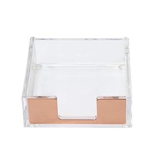 MultiBey Sticky Notes Memo Pad Holder Dispenser Rose Gold with Clear Desk Supplies Organizer Accessories for Office Home Schools (Rose Gold) - Image 1