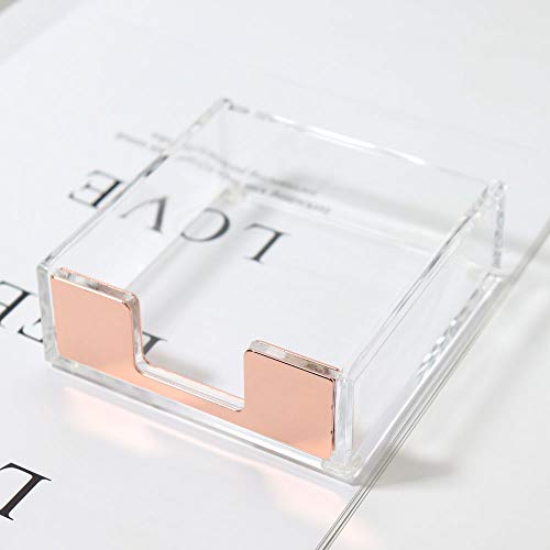 MultiBey Sticky Notes Memo Pad Holder Dispenser Rose Gold with Clear Desk Supplies Organizer Accessories for Office Home Schools (Rose Gold) - Image 3