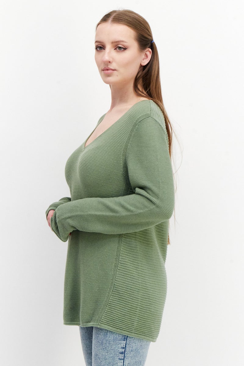 Zero Women Textured Long Sleeve Sweatshirt, Olive - Image 3