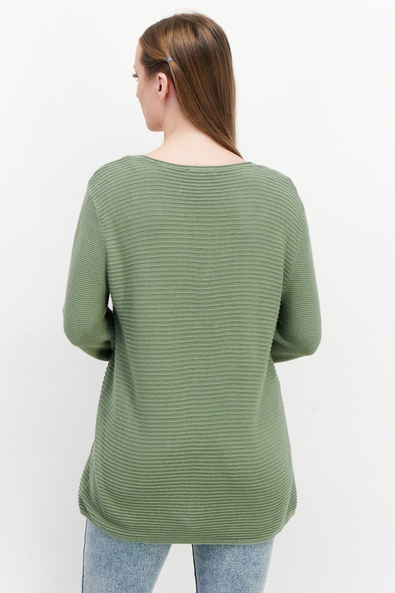 Zero Women Textured Long Sleeve Sweatshirt, Olive - Image 2