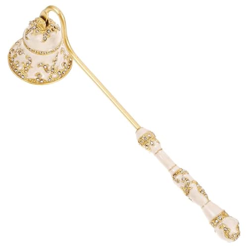 Earssa Candle Snuffer Vintage Women Gifts Unique Candle Extinguisher Snuffer with Long Handle Decorative Candle Extinguisher Metal Candle Stopper Candle Accessories Gift (White) - Image 1