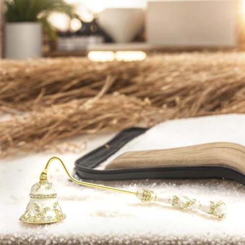 Earssa Candle Snuffer Vintage Women Gifts Unique Candle Extinguisher Snuffer with Long Handle Decorative Candle Extinguisher Metal Candle Stopper Candle Accessories Gift (White) - Image 2