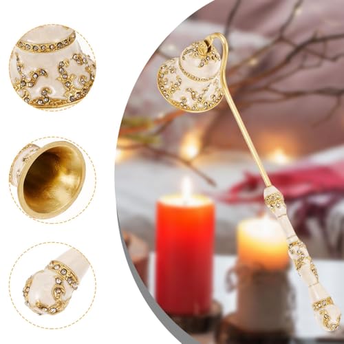 Earssa Candle Snuffer Vintage Women Gifts Unique Candle Extinguisher Snuffer with Long Handle Decorative Candle Extinguisher Metal Candle Stopper Candle Accessories Gift (White) - Image 3