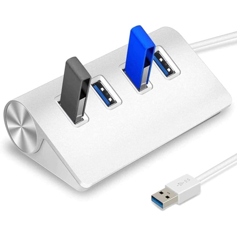 Viboton 4 Port USB 3.0 Hub | High-Speed Powered USB Splitter for Laptop, PC, Notebook & Mobile – Portable Data Transfer Hub (Silver) - Image 3