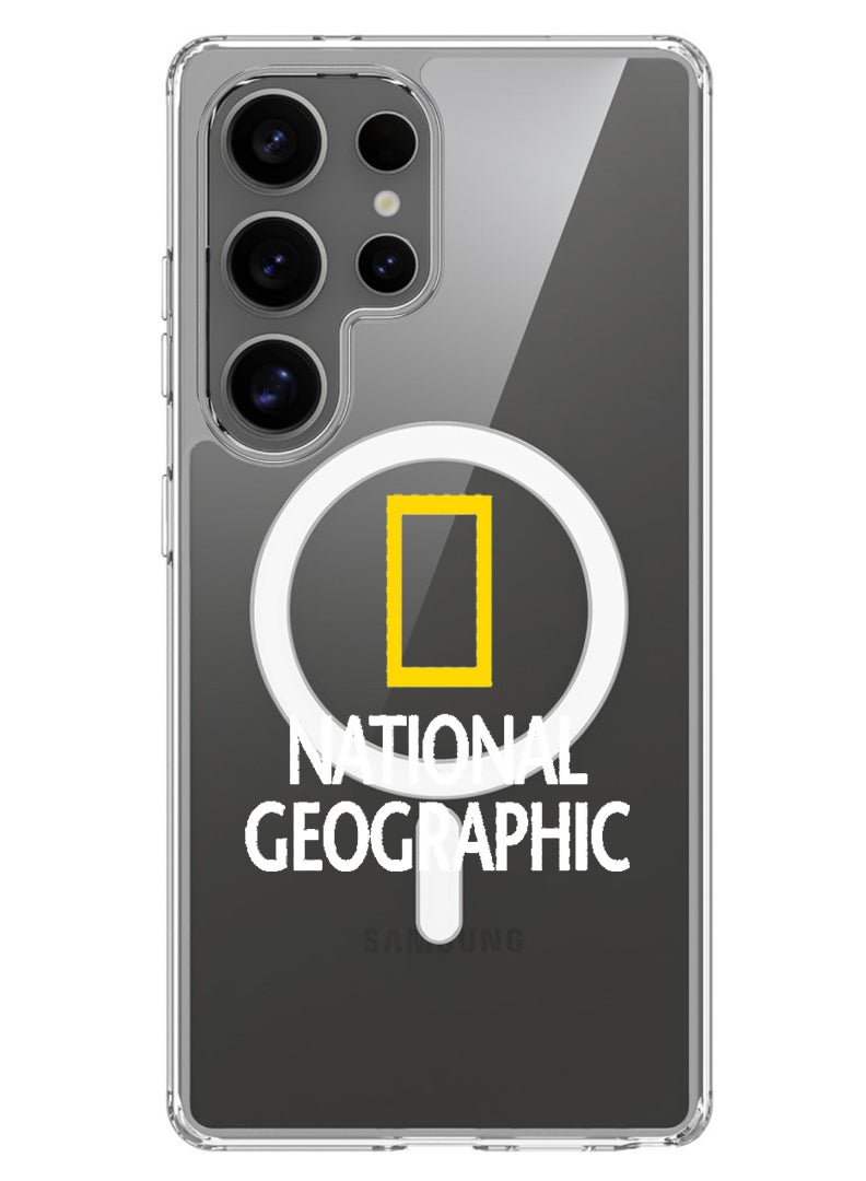 Theodor Magnetic Case for Samsung Galaxy S25 Ultra 6.9-inch Compatible with MagSafe Wireless Charging, Shockproof Phone Bumper Cover National Geography - White - Image 1