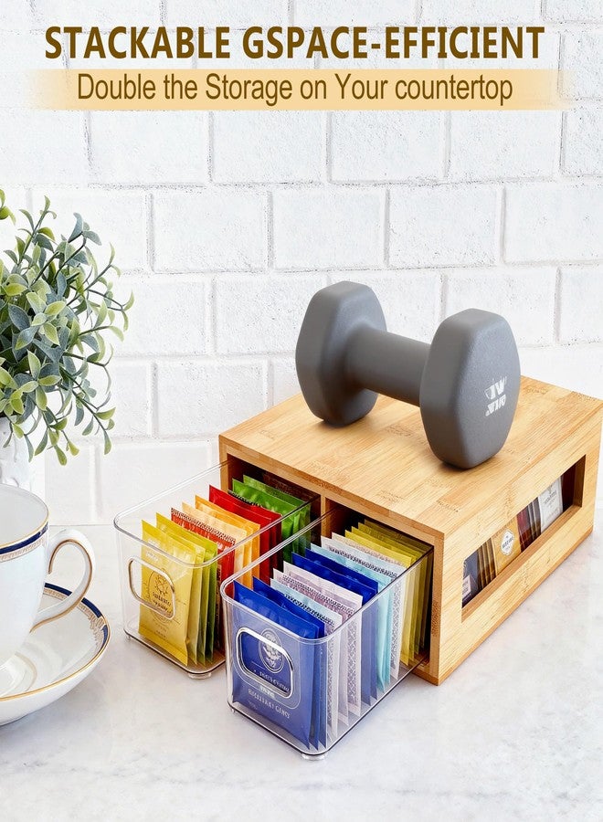 Orchidleaf Tea Bag Organizer, Bamboo and Acrylic Drawer Tea Bag Holder Wood Tea Bag Storage for Drawers with 2 Roomy Compartments for Kitchen Living Room - Image 2