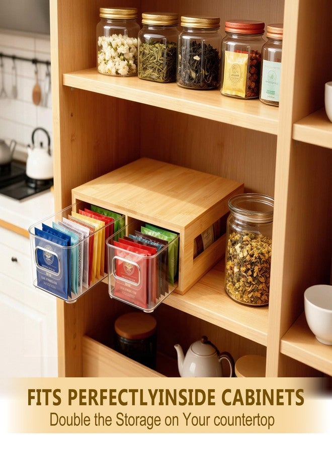 Orchidleaf Tea Bag Organizer, Bamboo and Acrylic Drawer Tea Bag Holder Wood Tea Bag Storage for Drawers with 2 Roomy Compartments for Kitchen Living Room - Image 3