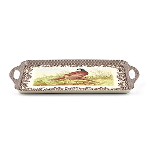 Pimpernel Woodland Large Handled Tray- Large Rectangular Melamine Serving Tray with Nature-Inspired Forest Design - Dishwasher Safe Platter for Snacks Breakfast Lunch or Seasonal Kitchen Table Display - Image 2