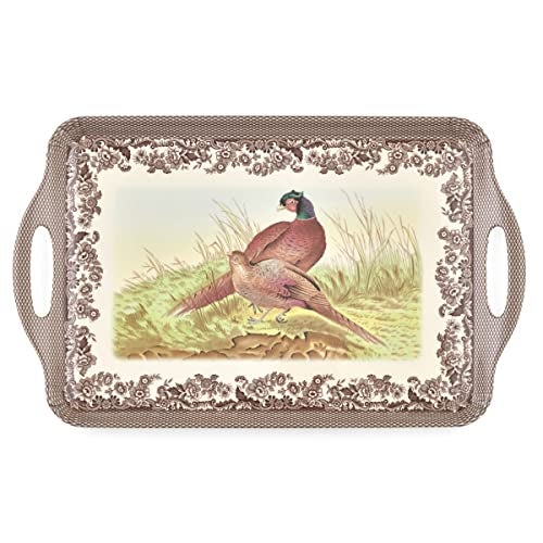 Pimpernel Woodland Large Handled Tray- Large Rectangular Melamine Serving Tray with Nature-Inspired Forest Design - Dishwasher Safe Platter for Snacks Breakfast Lunch or Seasonal Kitchen Table Display - Image 1