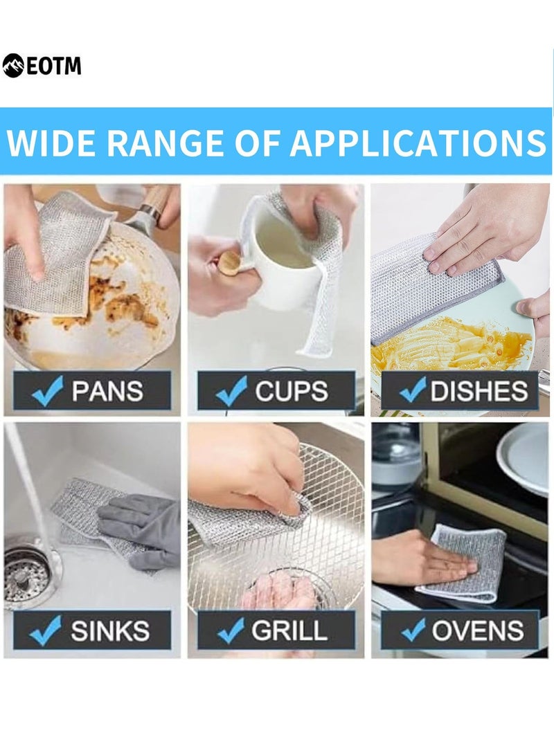 EOTM 10 Pcs Multipurpose Wire Miracle Cleaning Clothes | Non-Scratch Wire Dish Clothes For Dishes, Sinks, Counters, Stove Tops - Image 2