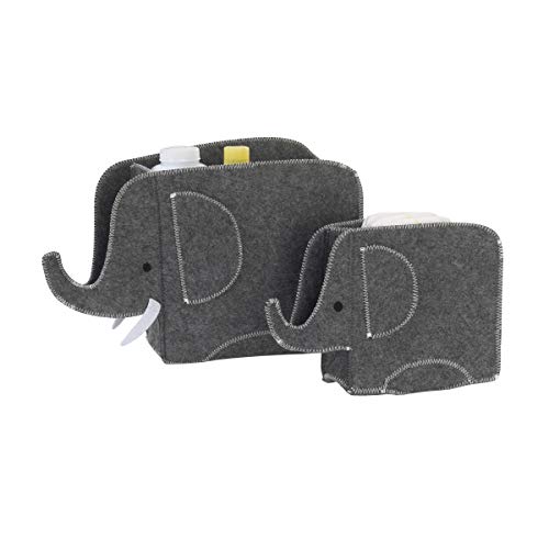 NoJo Little Love by NoJo Grey Felt Elephant Shaped Nursery Storage Caddys - 2 Pk, Grey - Image 1