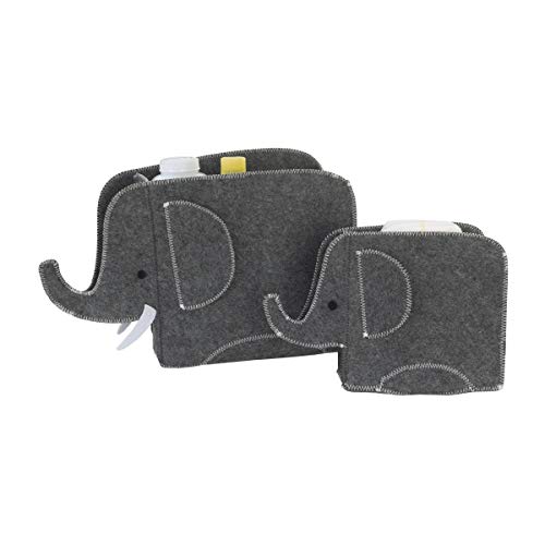 NoJo Little Love by NoJo Grey Felt Elephant Shaped Nursery Storage Caddys - 2 Pk, Grey - Image 2