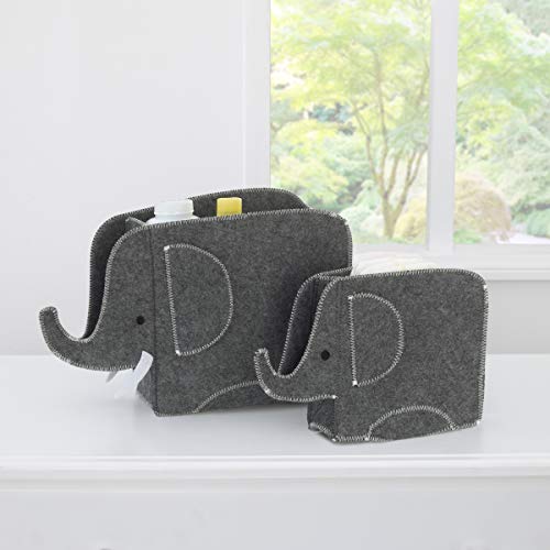 NoJo Little Love by NoJo Grey Felt Elephant Shaped Nursery Storage Caddys - 2 Pk, Grey - Image 4