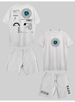 THREADCURRY THREADCURRY Visual Perception Printed Co-ord Set for Men - Half Sleeve Oversized T-Shirt and Shorts  - Image 1