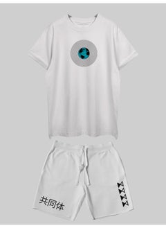 THREADCURRY THREADCURRY Visual Perception Printed Co-ord Set for Men - Half Sleeve Oversized T-Shirt and Shorts  - Image 3