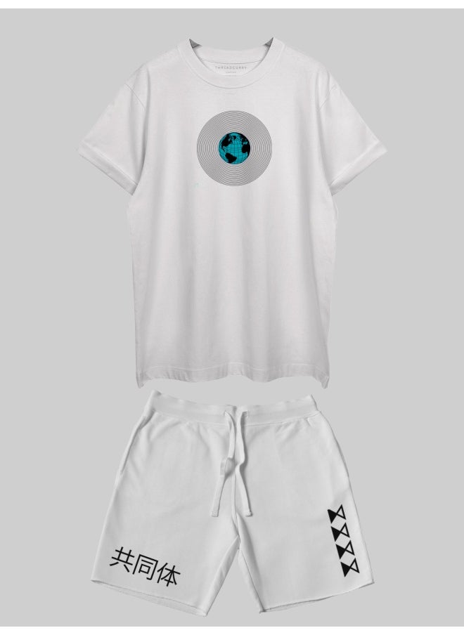 THREADCURRY THREADCURRY Visual Perception Printed Co-ord Set for Men - Half Sleeve Oversized T-Shirt and Shorts  - Image 3