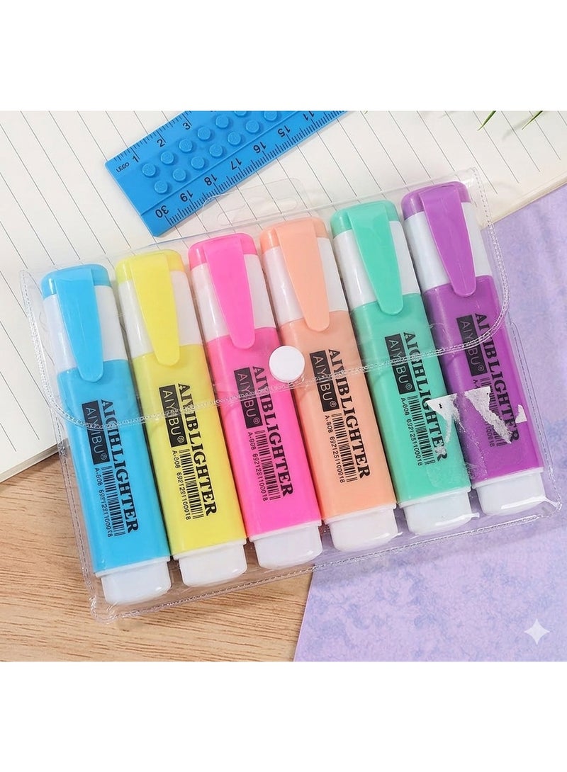 971 Junction 6-Piece Chisel Tip Highlighter Set – Smooth Writing, Fade-Resistant Vibrant Colors, Secure Pocket Clip & Easy-to-Handle Design, Soft Grip Aesthetic Marker Set for School, Office & Journaling, Premium Marker Pens for Students and Professionals - Image 1