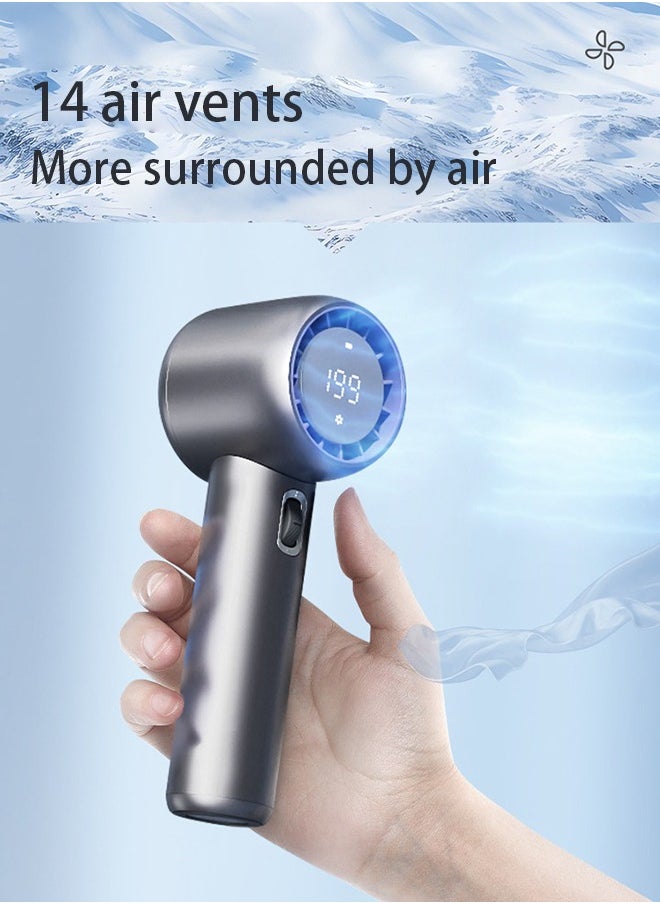HOOPZOZA Mini Portable Handheld Fan With 199 Speeds Rechargeable Fan High-Speed Quiet Mini Fan Digital Display 3000mAh Battery  Personal Fan for Travel Camping Makeup Kids Cooling  Black  - Image 3