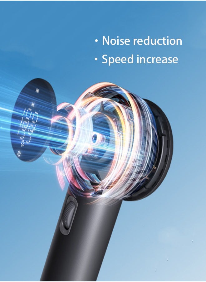 HOOPZOZA Mini Portable Handheld Fan With 199 Speeds Rechargeable Fan High-Speed Quiet Mini Fan Digital Display 3000mAh Battery  Personal Fan for Travel Camping Makeup Kids Cooling  Black  - Image 5