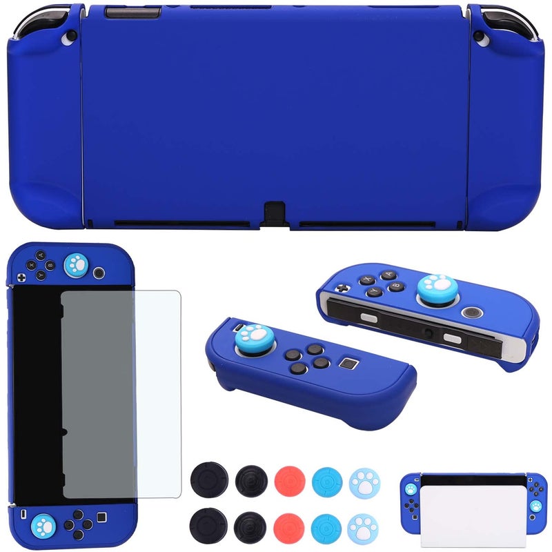 COMCOOL Dockable Case for Nintendo Switch Oled - [9 FT Military Grade Drop Protection] [with Tempered Glass Screen Protector and Thumb Grips] Cute Protective Cover for Nintendo Switch Oled - Blue - Image 1
