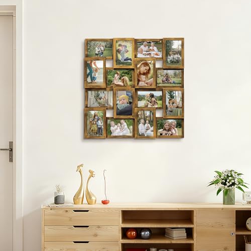 J.M.Deco Collage Picture Frames for Wall 16 Opening, Large Photo Frame Collage Wall Hanging for 4x6 Photo, Reunion Friends Family Memory, Christmas Gift - Retro Gold - Image 5
