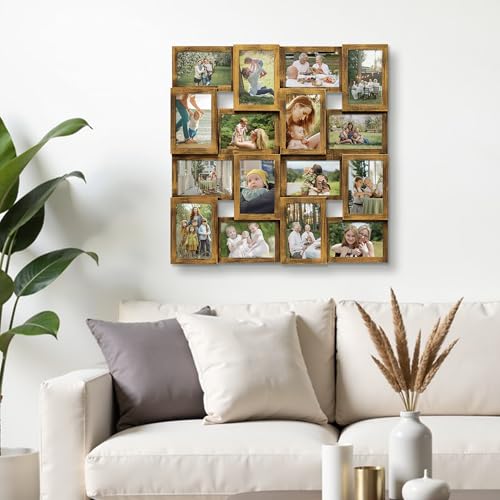 J.M.Deco Collage Picture Frames for Wall 16 Opening, Large Photo Frame Collage Wall Hanging for 4x6 Photo, Reunion Friends Family Memory, Christmas Gift - Retro Gold - Image 4