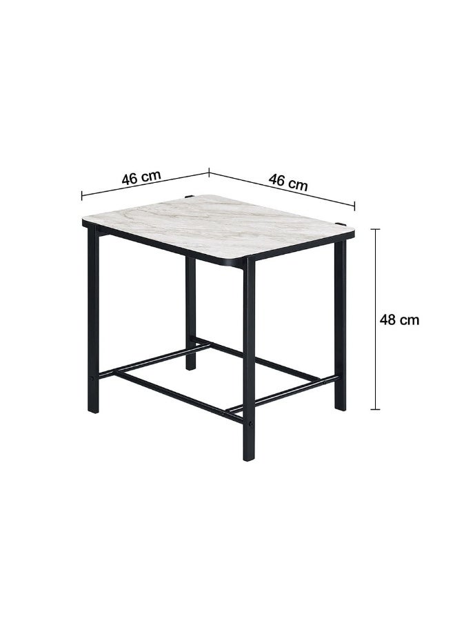 DANUBE HOME Reuben End Table - Stylish White Marble & Black Finish | Modern Living Room Furniture | Durable Engineered Wood & Metal | Size: L46xW46xH48cm | Ideal End Table for Home - Image 3