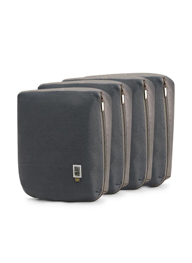 EUME Storage Pods, Set of 4 - Polyester Packing Cubes for Men and Women Luggage Travel Organizer set of Packing Bag (4 Large) (Grey) - Image 1