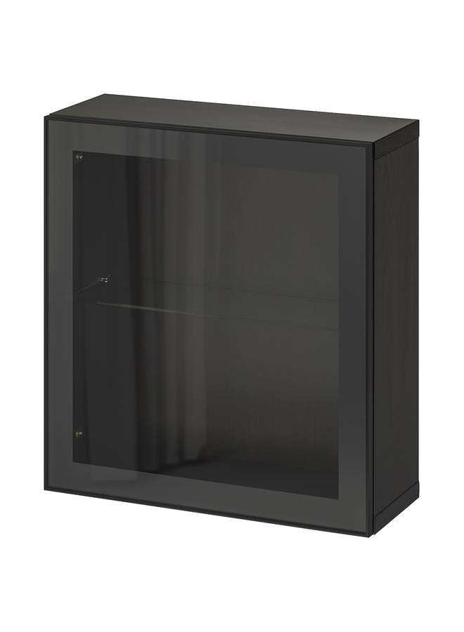 Zaboon Wall-Mounted Cabinet Combination, Black-Brown/Glassvik Black, 60X22X64 Cm - Image 1