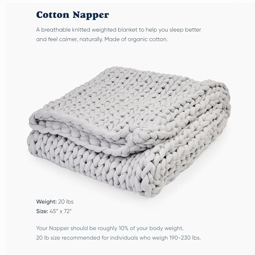 Bearaby Cotton Hand-Knit Weighted Blankets for Adults - Chunky Knit Blanket - Sustainable, Breathable, Organic, Cooling Weighted Blanket - Machine Washable (Moonstone Grey, 20 lbs, 45"x72") - Image 2