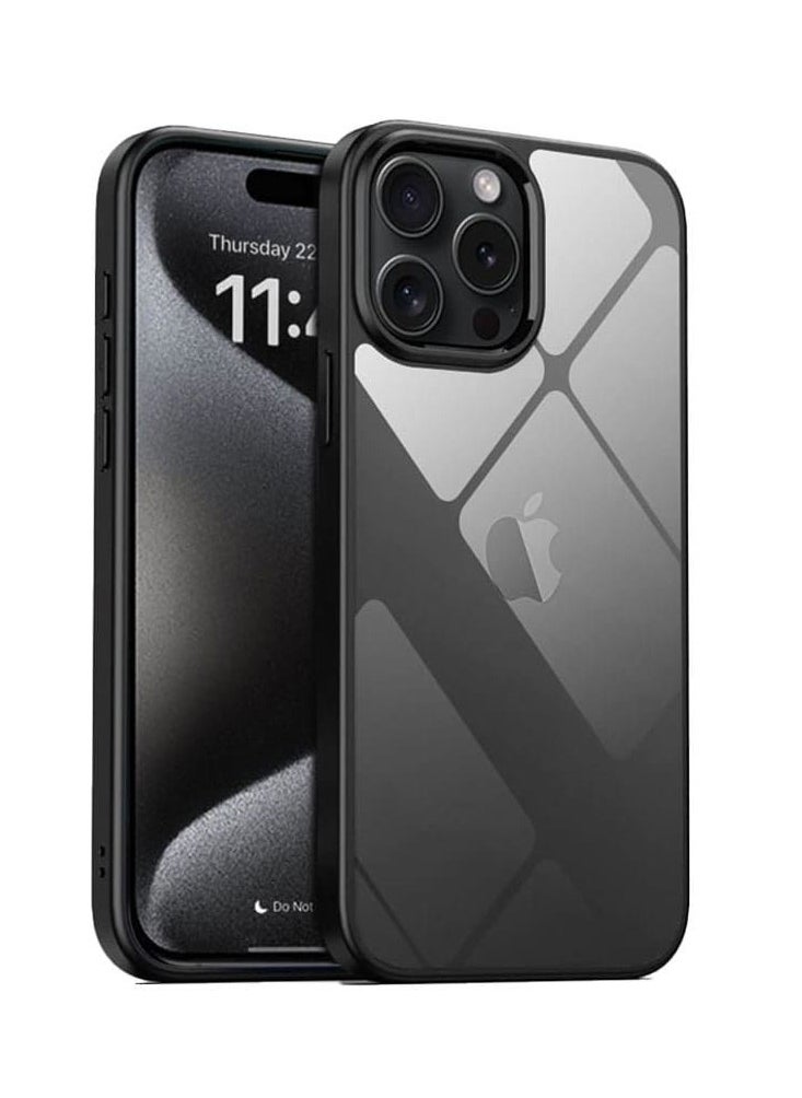 Magic Mask - Magic Mask Q Series Clear Case Compatible Case Shockproof Hard PC +Soft Silicone Transparent Protective Slim Hard Back Cover with Silicone Frame for (Black, iphone15) - Image 1