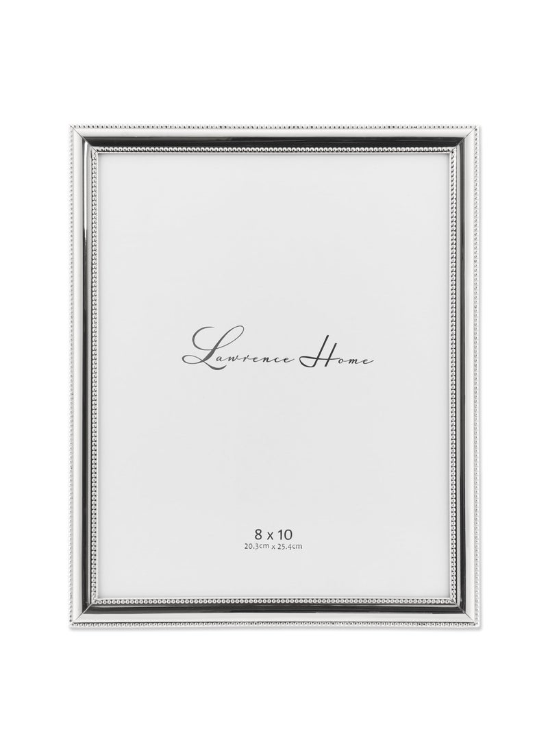 Lawrence Frames Lawrence Frames 510780 8x10 Metal Picture Frame SilverPlate with Delicate Beading 