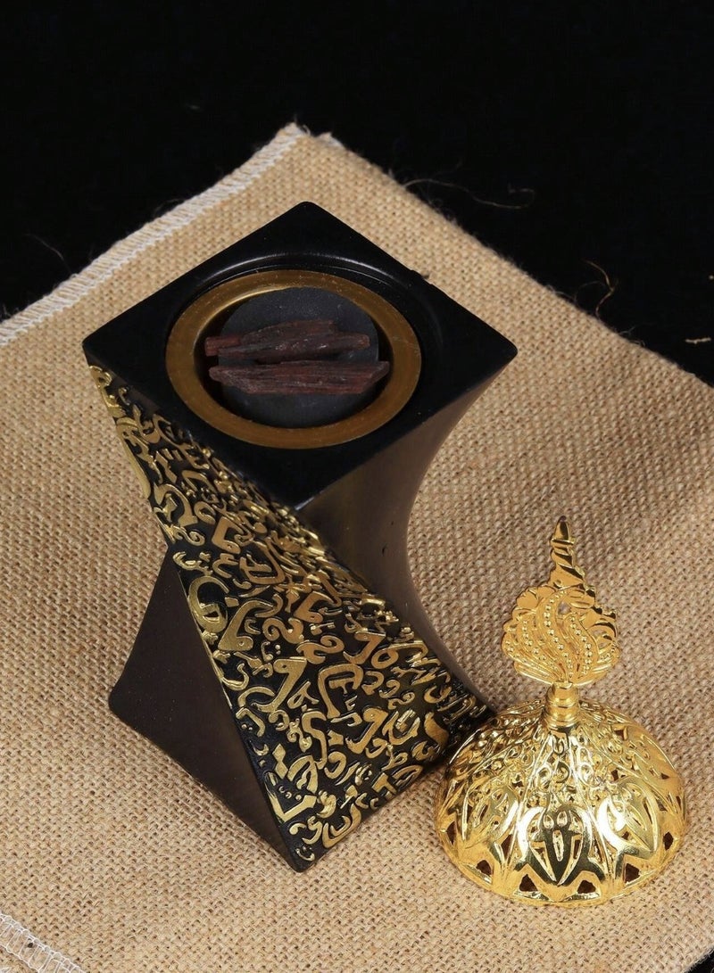Eid decoration, Eid incense burner, with a luxurious and elegant design in black and gold, designed with luxurious Arabic letters to add a special touch to your home - Image 3