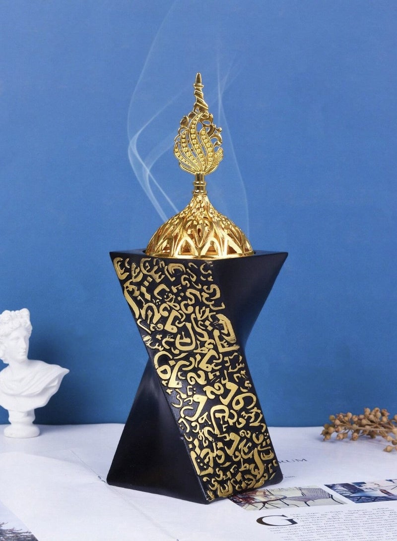 Eid decoration, Eid incense burner, with a luxurious and elegant design in black and gold, designed with luxurious Arabic letters to add a special touch to your home - Image 2