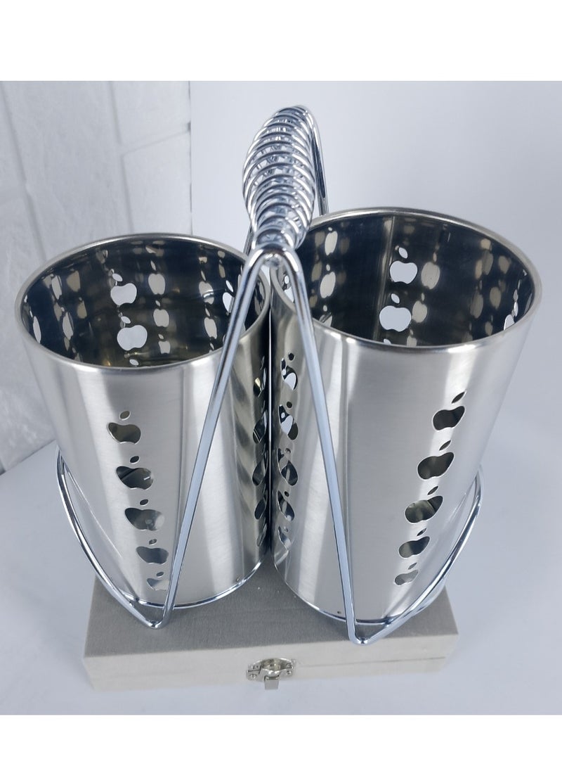 Generic - Double spoons strainer with a high-quality stainless steel holder that does not rust - Image 1