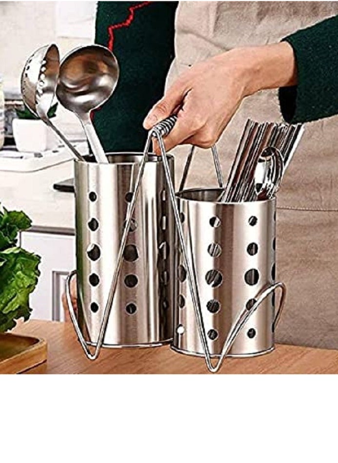 Generic - Double spoons strainer with a high-quality stainless steel holder that does not rust - Image 1