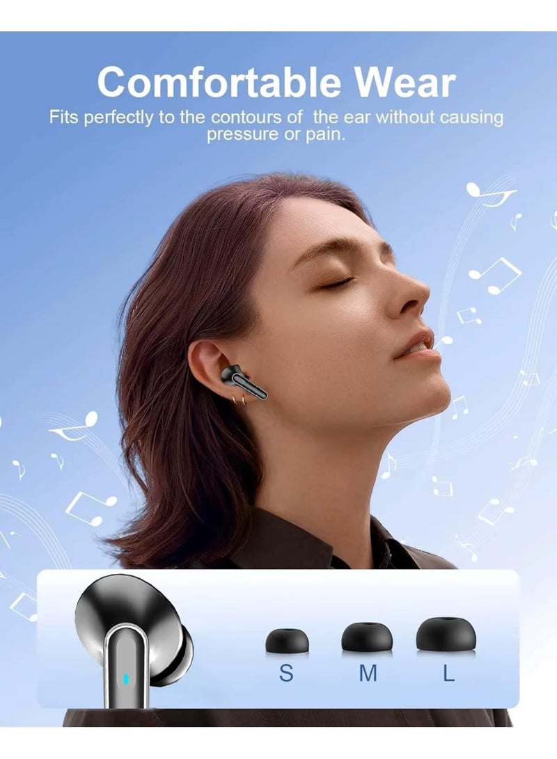 Ancreol wireless earbuds in a stylish silver design, with a charging case featuring a digital LED display. The earbuds have touch controls for managing audio playback. The set includes the earbuds, charging case, and original packaging. - Image 4