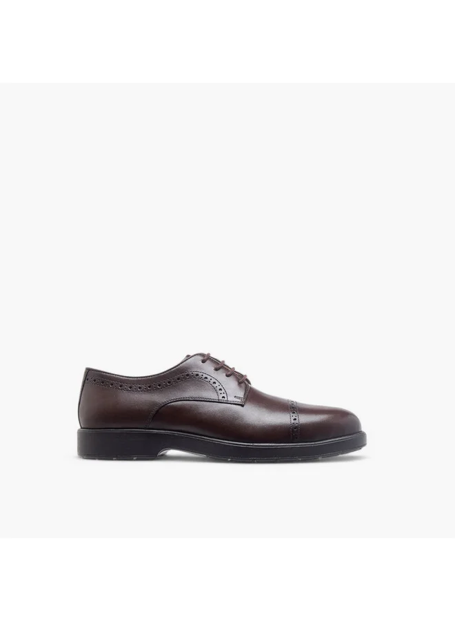 لو كونفورت Men's Perforation Detail Lace-Up Derby Shoes