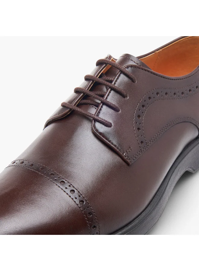 لو كونفورت Men's Perforation Detail Lace-Up Derby Shoes