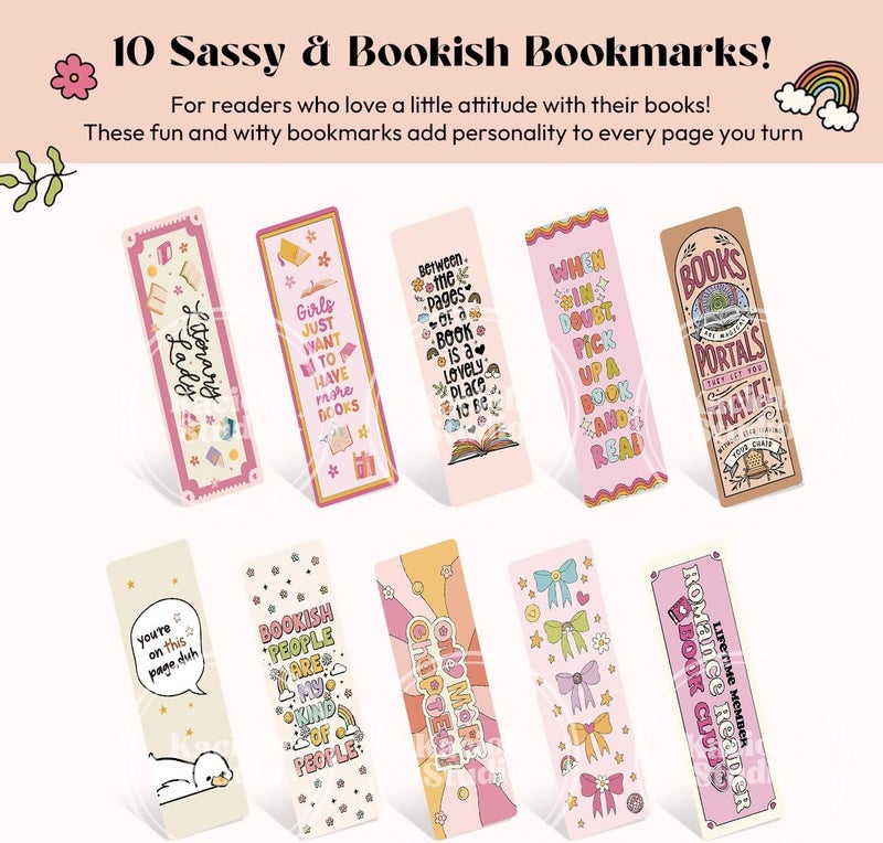 Kaciola Studio 10 PCS Colorful Bookmarks,Funny Bookmarks for Women,Double Sided Cute Romance Booklover Gifts,Book Lovers Gifts for Romance Reader Friends Girls - Image 2