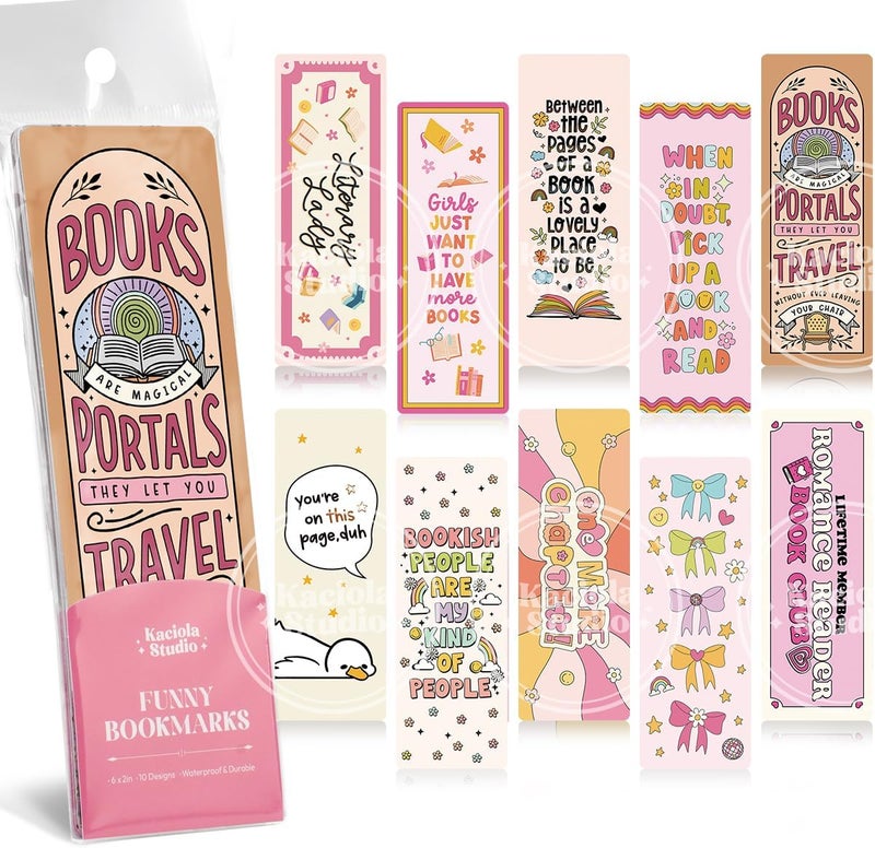 Kaciola Studio 10 PCS Colorful Bookmarks,Funny Bookmarks for Women,Double Sided Cute Romance Booklover Gifts,Book Lovers Gifts for Romance Reader Friends Girls - Image 1