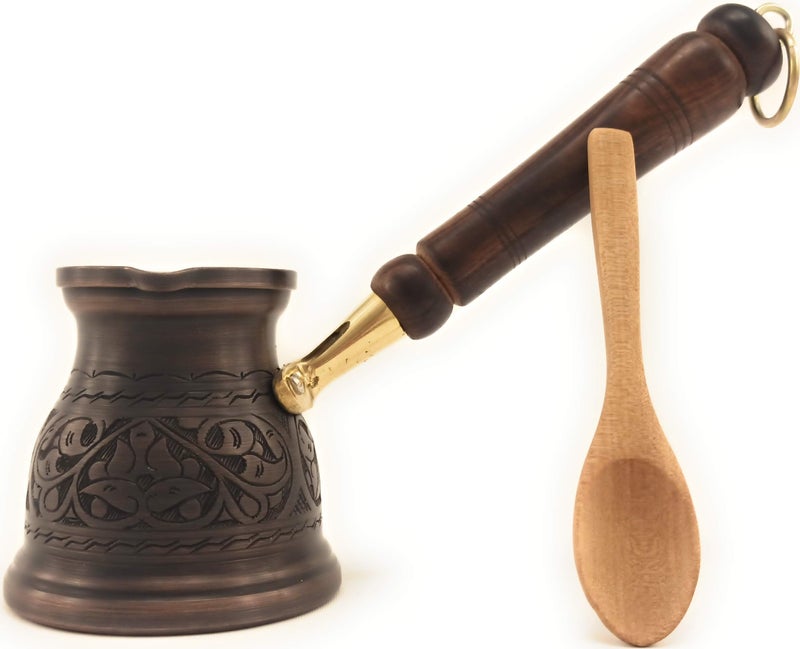 DEDE Copper IST Series Medium96 floz Thickest Solid Copper Engraved Turkish Greek Arabic Coffee Pot Stovetop Coffee Maker Cezve Jezve Jazva Jazzve Ibrik Briki Antique
