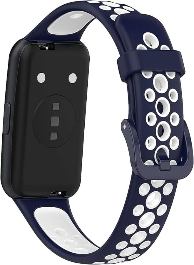 Next Next Store Sport Band Compatible with Huawei Band 7 / Honor Band 7, Lightweight Silicone Sweatproof Strap (Blue White)