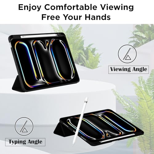 Robustrion Cover for iPad Pro 13 inch Cover Case (M5 / M4) with Pencil Holder, Case Cover for iPad Pro 13 inch [Auto Sleep Wake Support] - Black - Image 4
